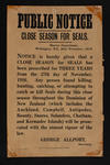 Public Notice: Close Season For Seals, Marine Department, 28 Nov 1916 image item
