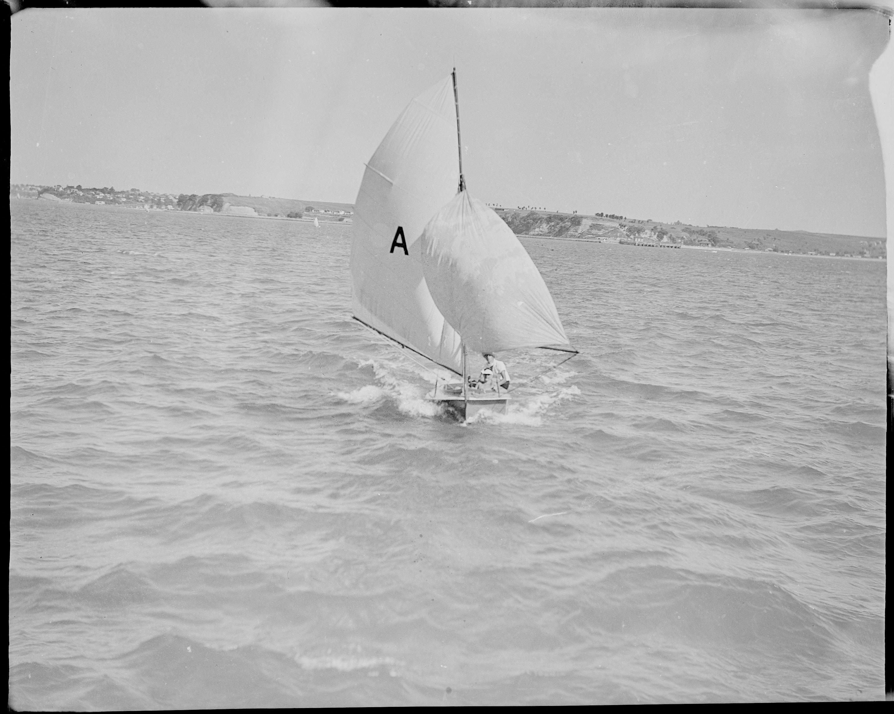 Negative Zclass Sailing dinghy with A on sail, Waitematā Harbour