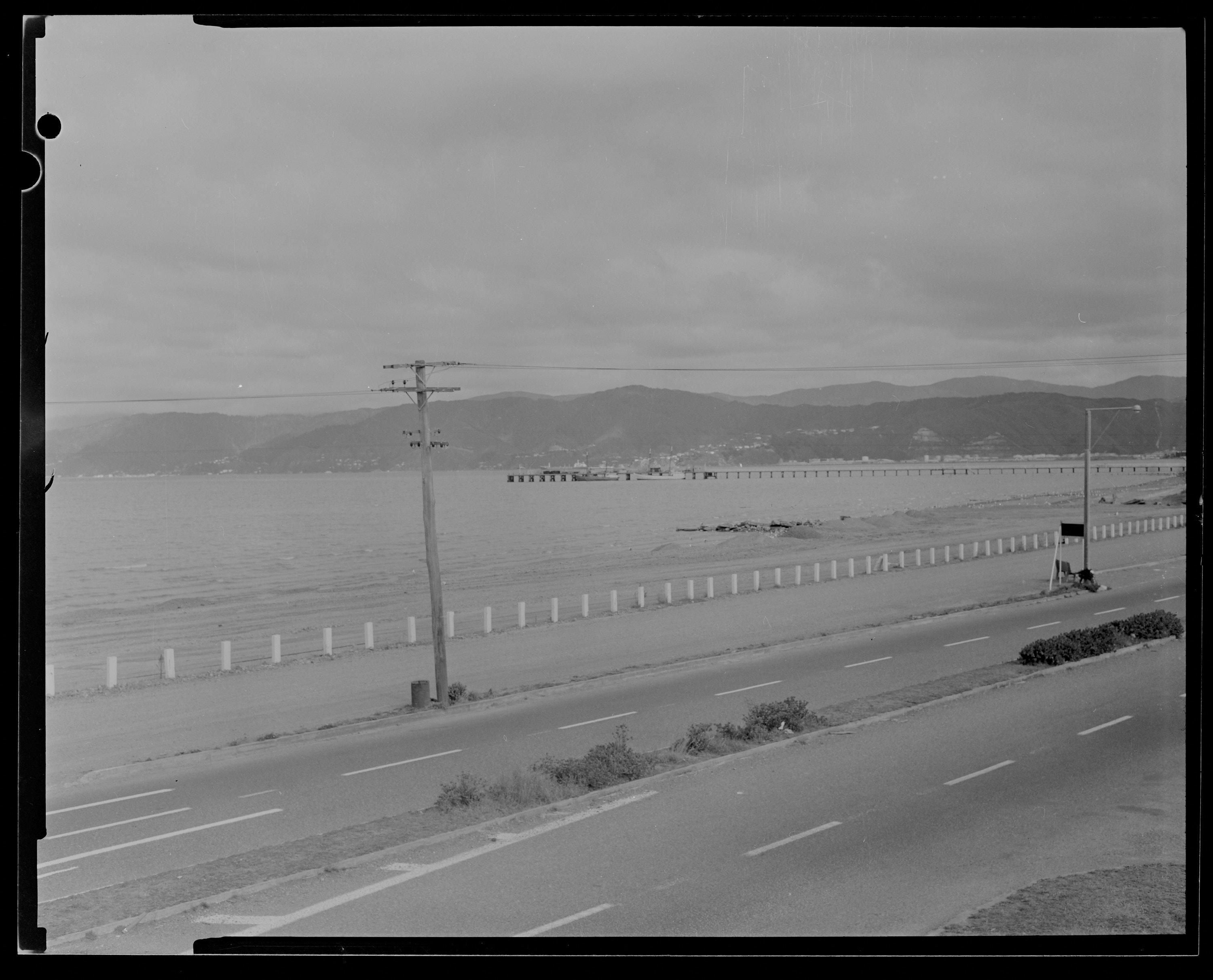 Medium format film negative TE AROHA (1909) berthed at Petone wharf, Wellington New Zealand