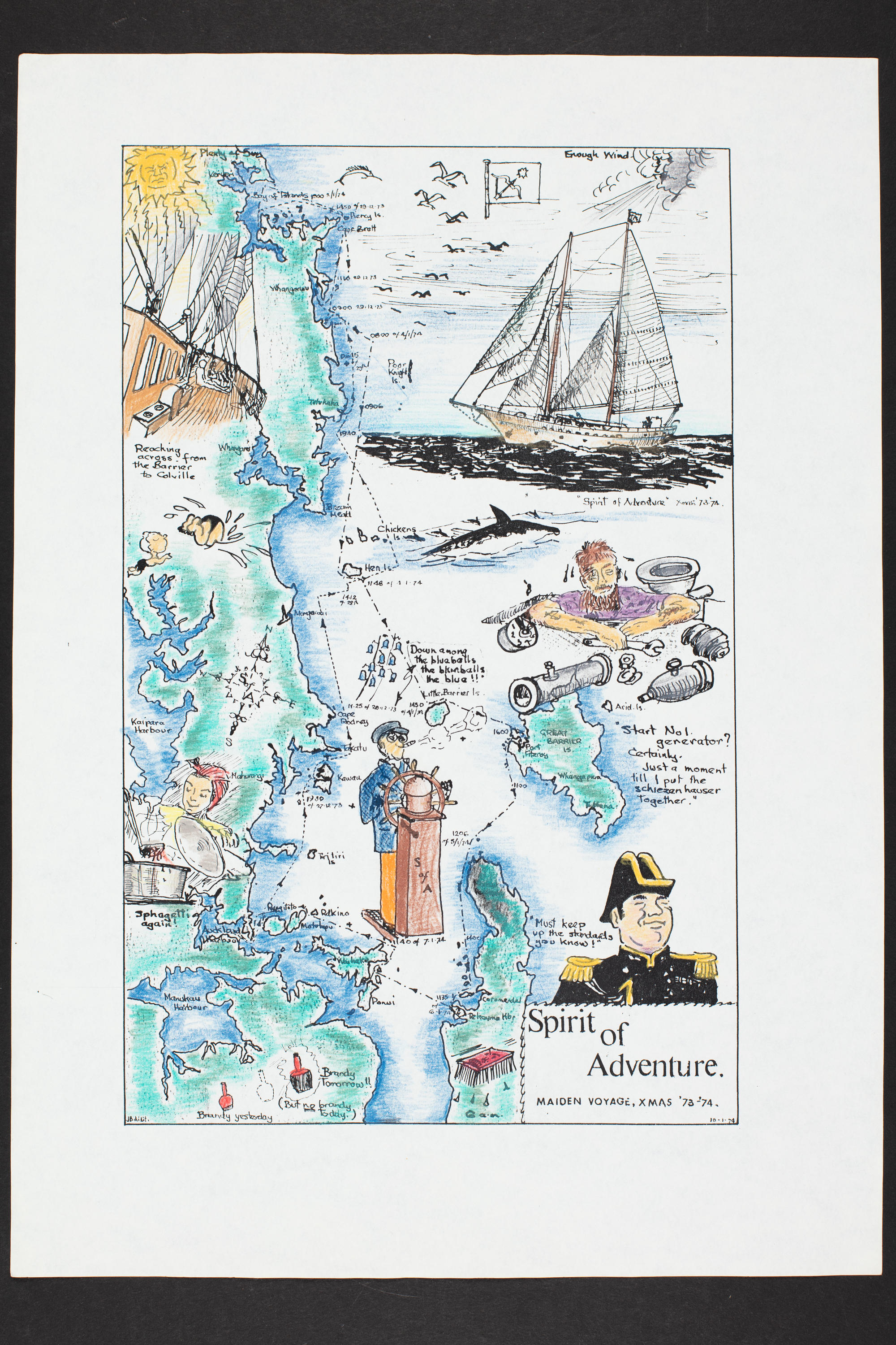 Illustrated chart SPIRIT of ADVENTURE, Maiden Voyage Xmas, 7374 New
