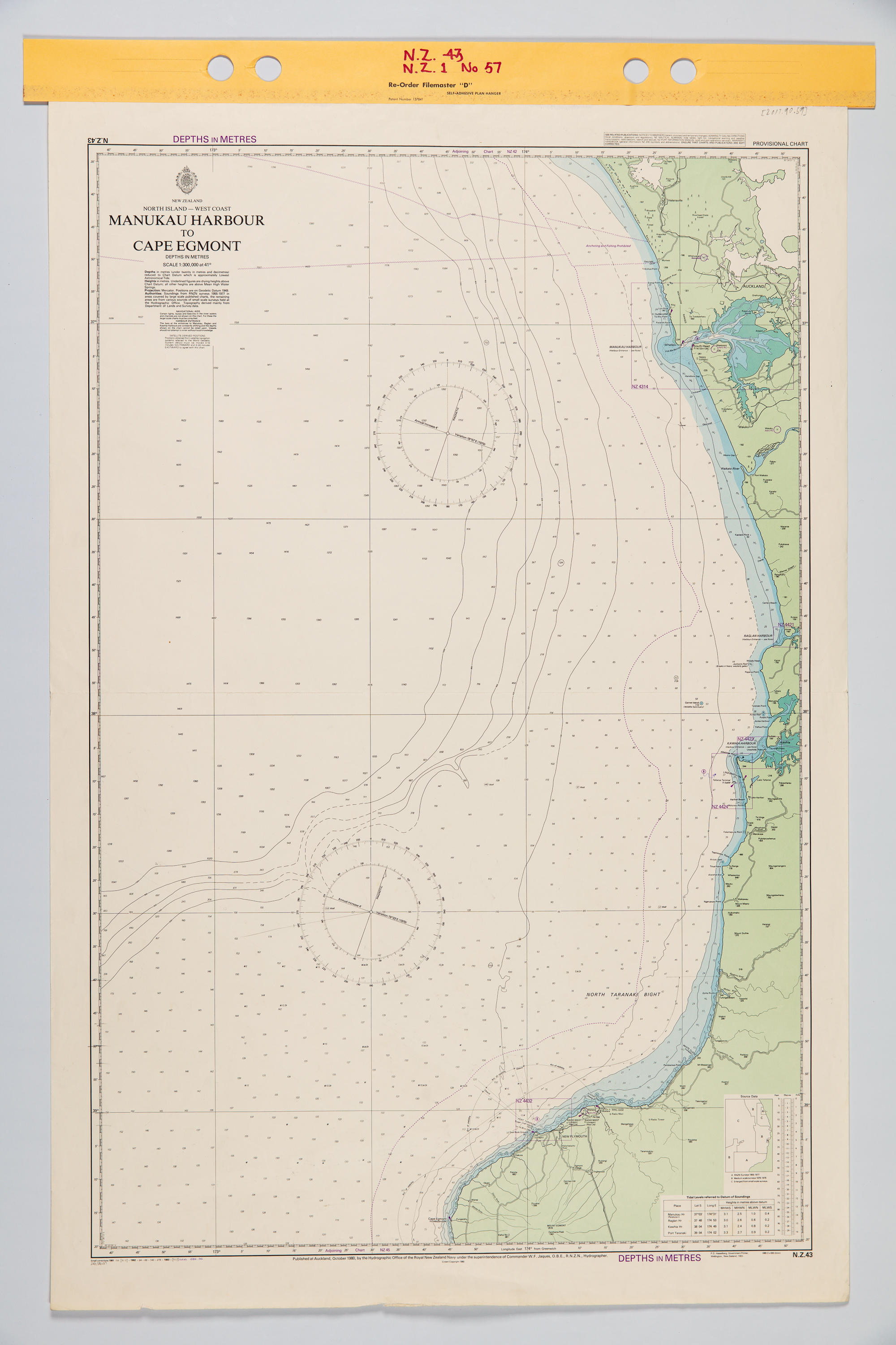 Chart Manukau Harbour to Cape Egmont New Zealand Maritime Museum