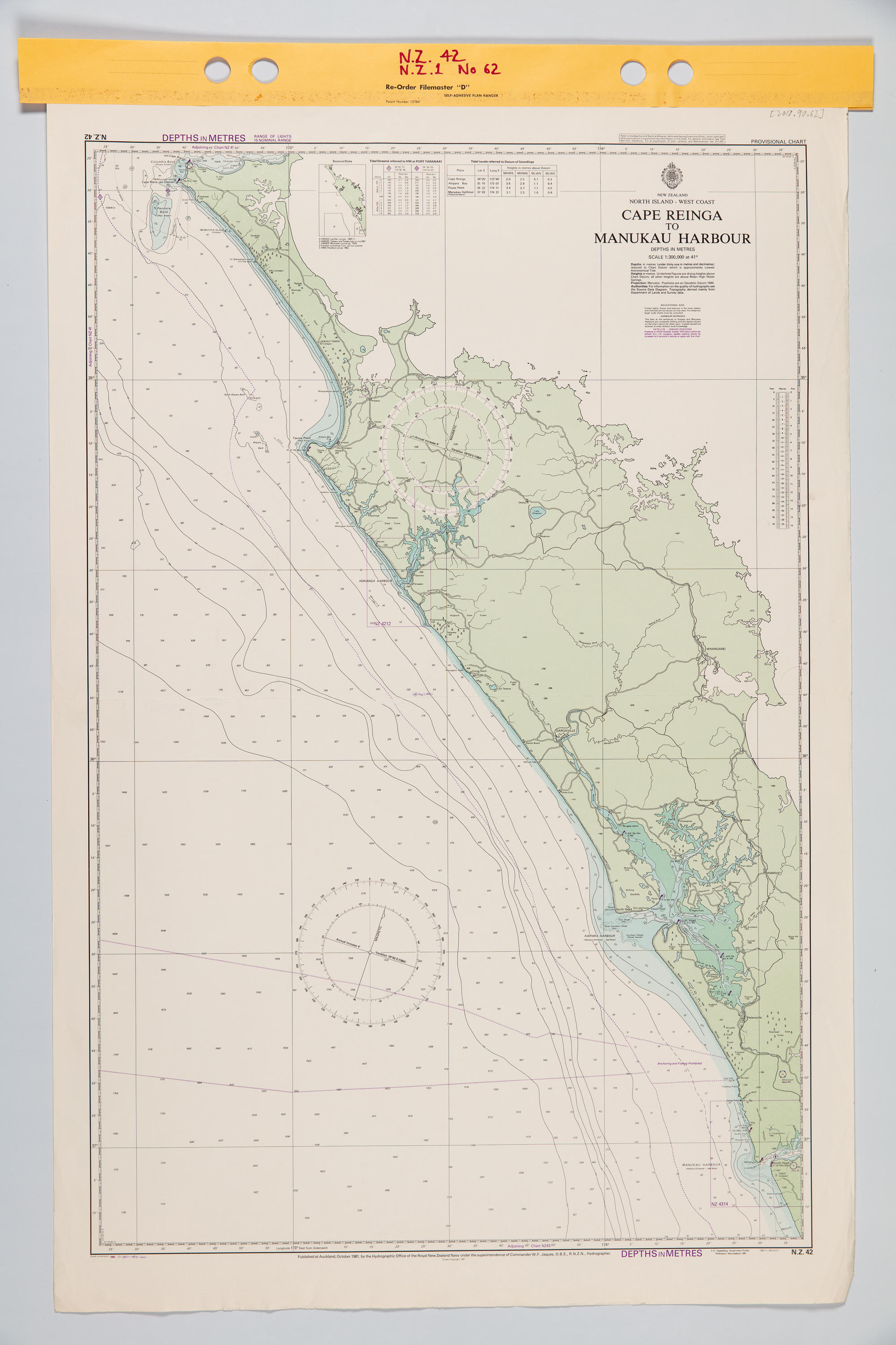 Chart Cape Reinga to Manukau Harbour (Provisional Chart) New Zealand